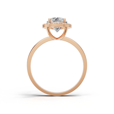 Ring Oval Halo K18 Pink Gold 1ct