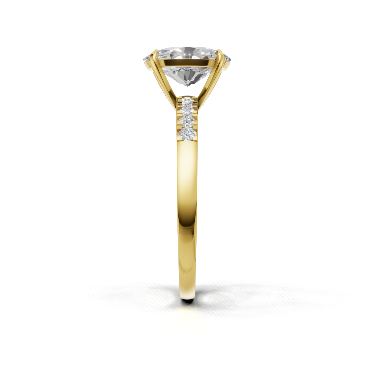 Ring Oval Side Dia 18k Yellow Gold 1ct