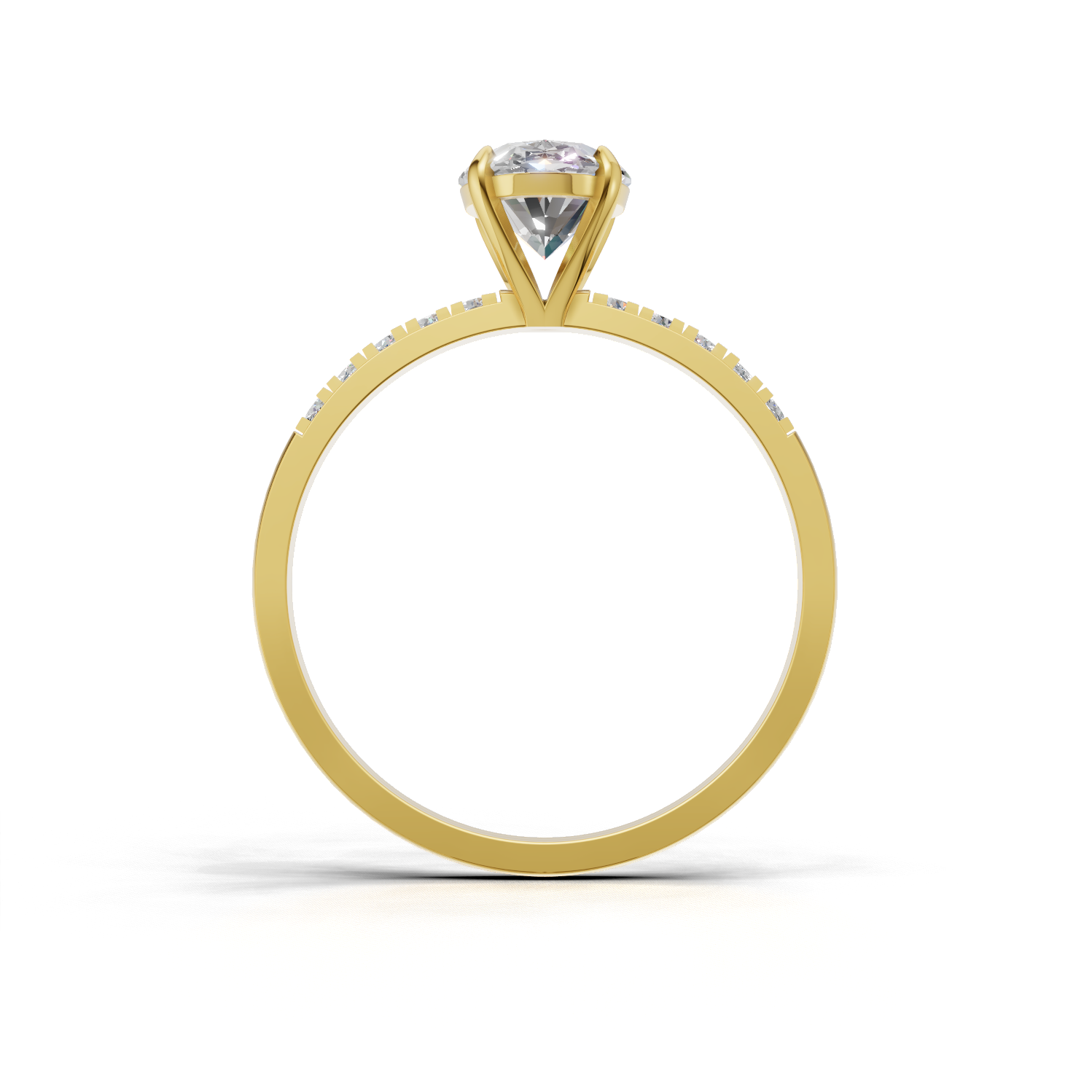 Ring Oval Side Dia 18k Yellow Gold 1ct