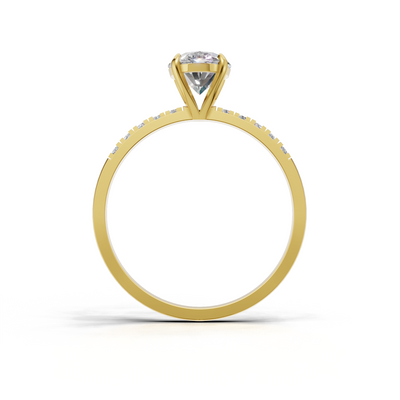 Ring Oval Side Dia 18k Yellow Gold 1ct