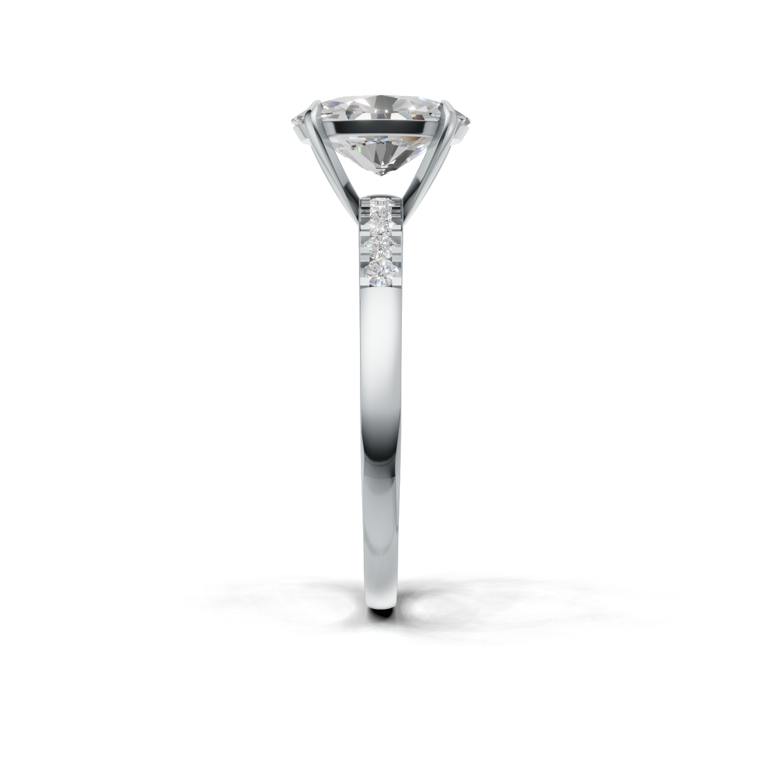 Ring Oval Side Dia K14 White Gold 1ct