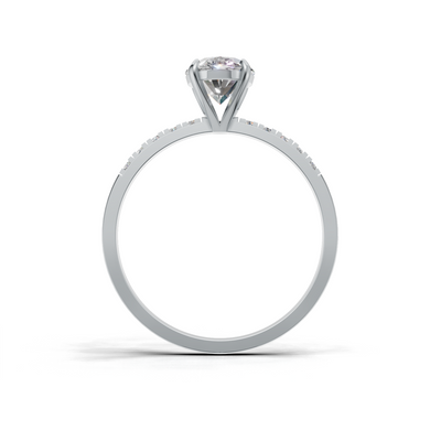Ring Oval Side Dia K14 White Gold 1ct