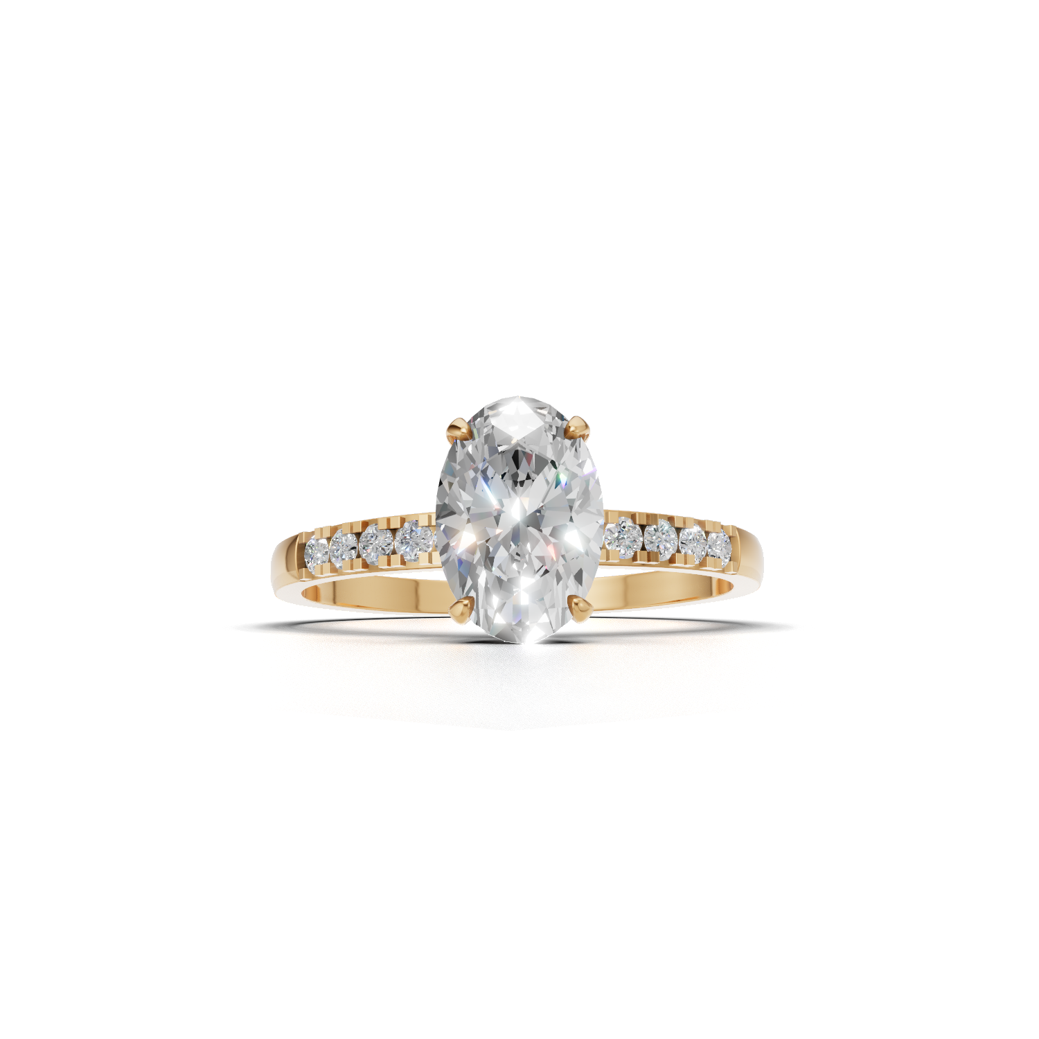 Ring Oval Side Dia K14 Yellow Gold 1ct