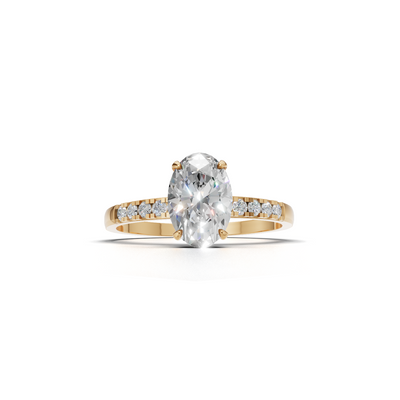 Ring Oval Side Dia K14 Yellow Gold 1ct