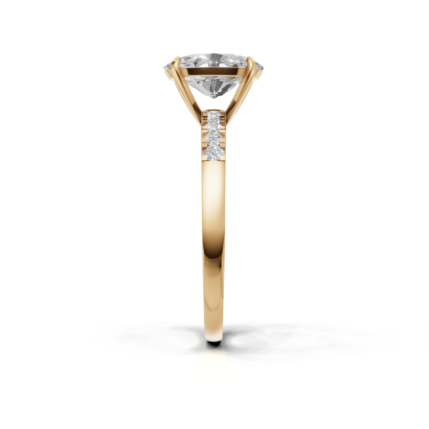 Ring Oval Side Dia K14 Yellow Gold 1ct