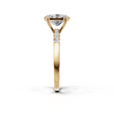 Ring Oval Side Dia K14 Yellow Gold 1ct
