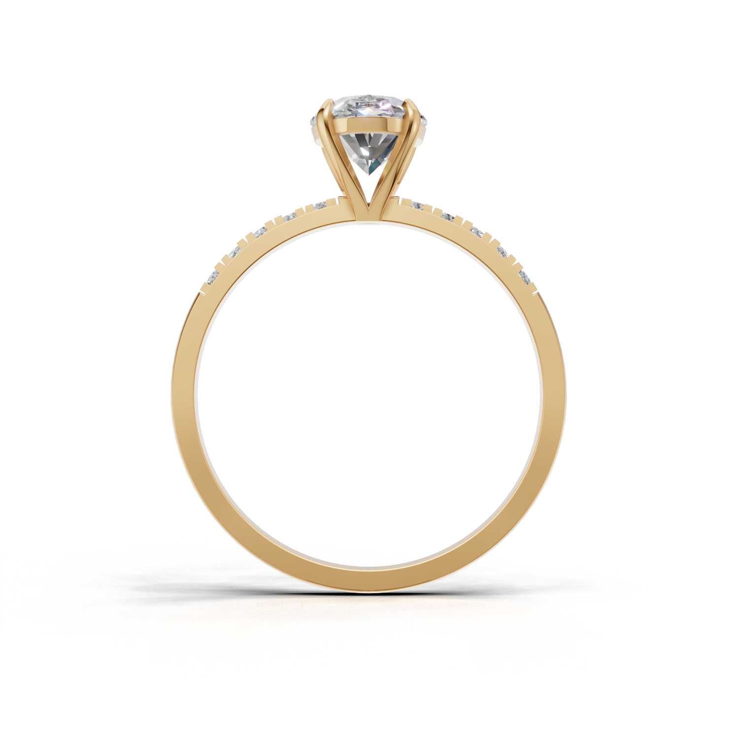 Ring Oval Side Dia K14 Yellow Gold 1ct