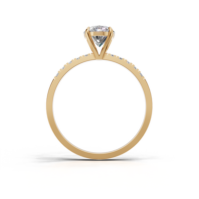Ring Oval Side Dia K14 Yellow Gold 1ct