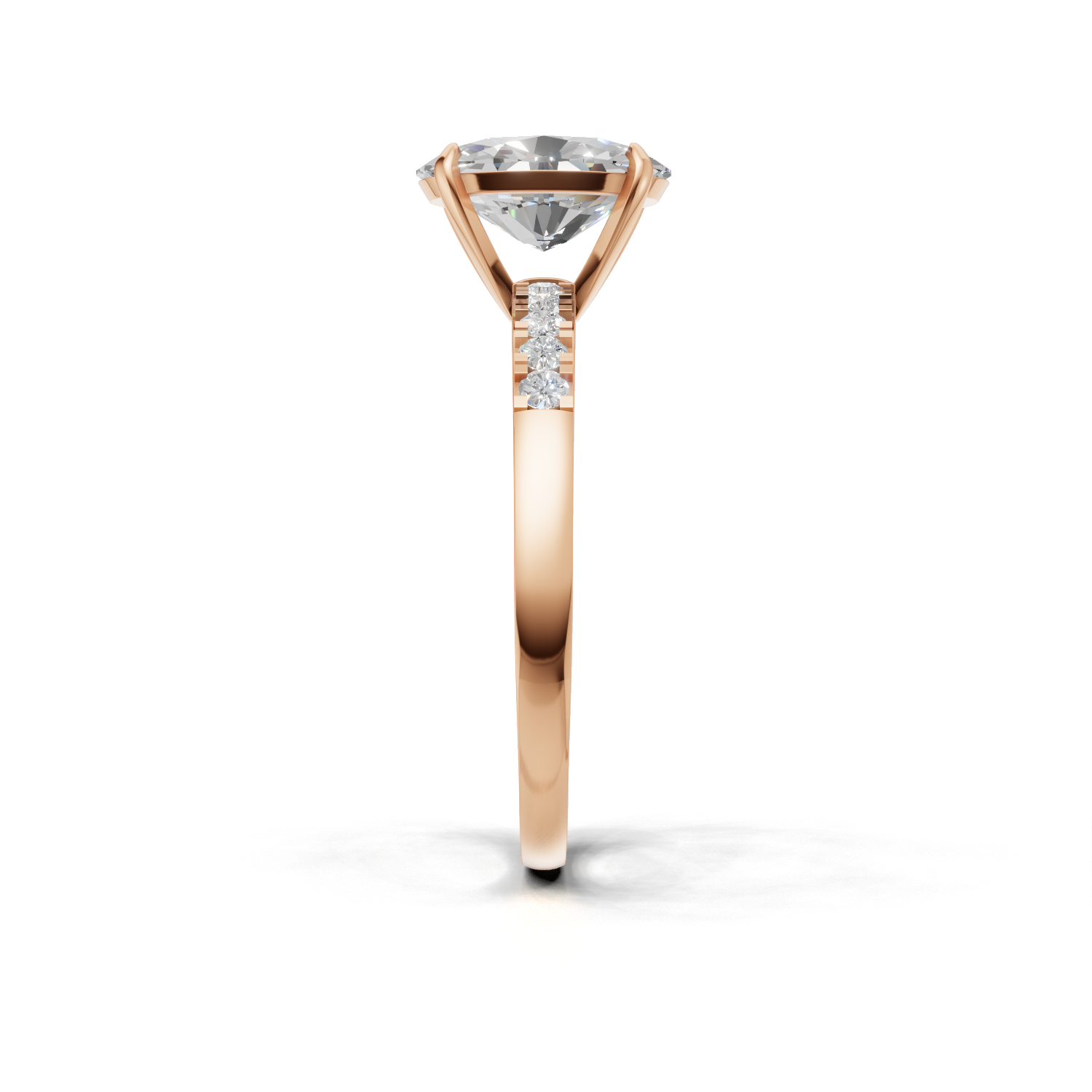 Ring Oval Side Dia K18 Pink Gold 1ct