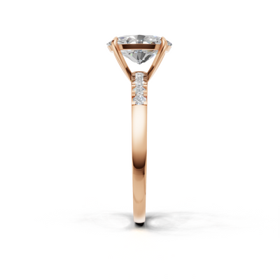 Ring Oval Side Dia K18 Pink Gold 1ct