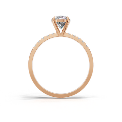 Ring Oval Side Dia K18 Pink Gold 1ct