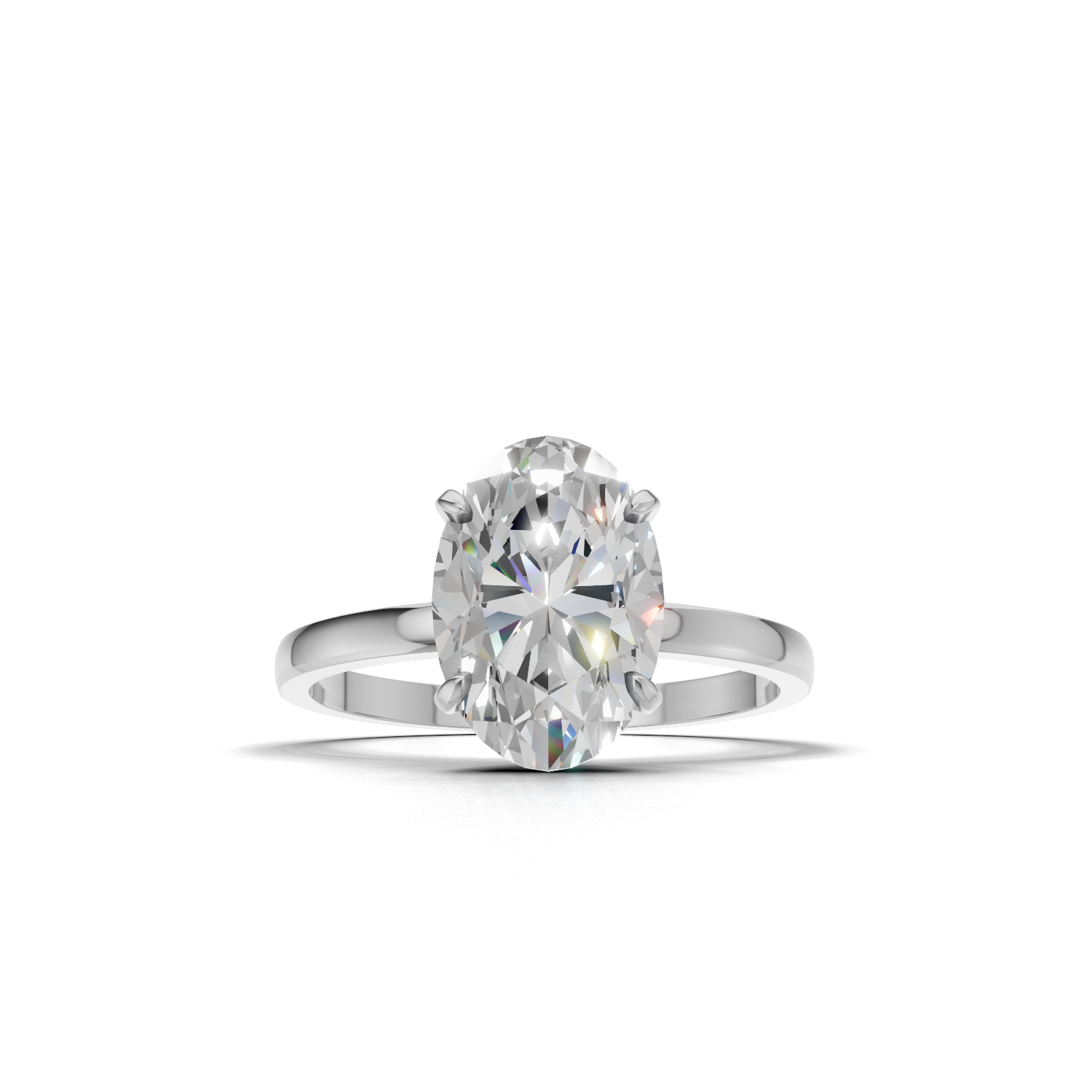 Ring Oval Solitaire 18k White Gold 2ct