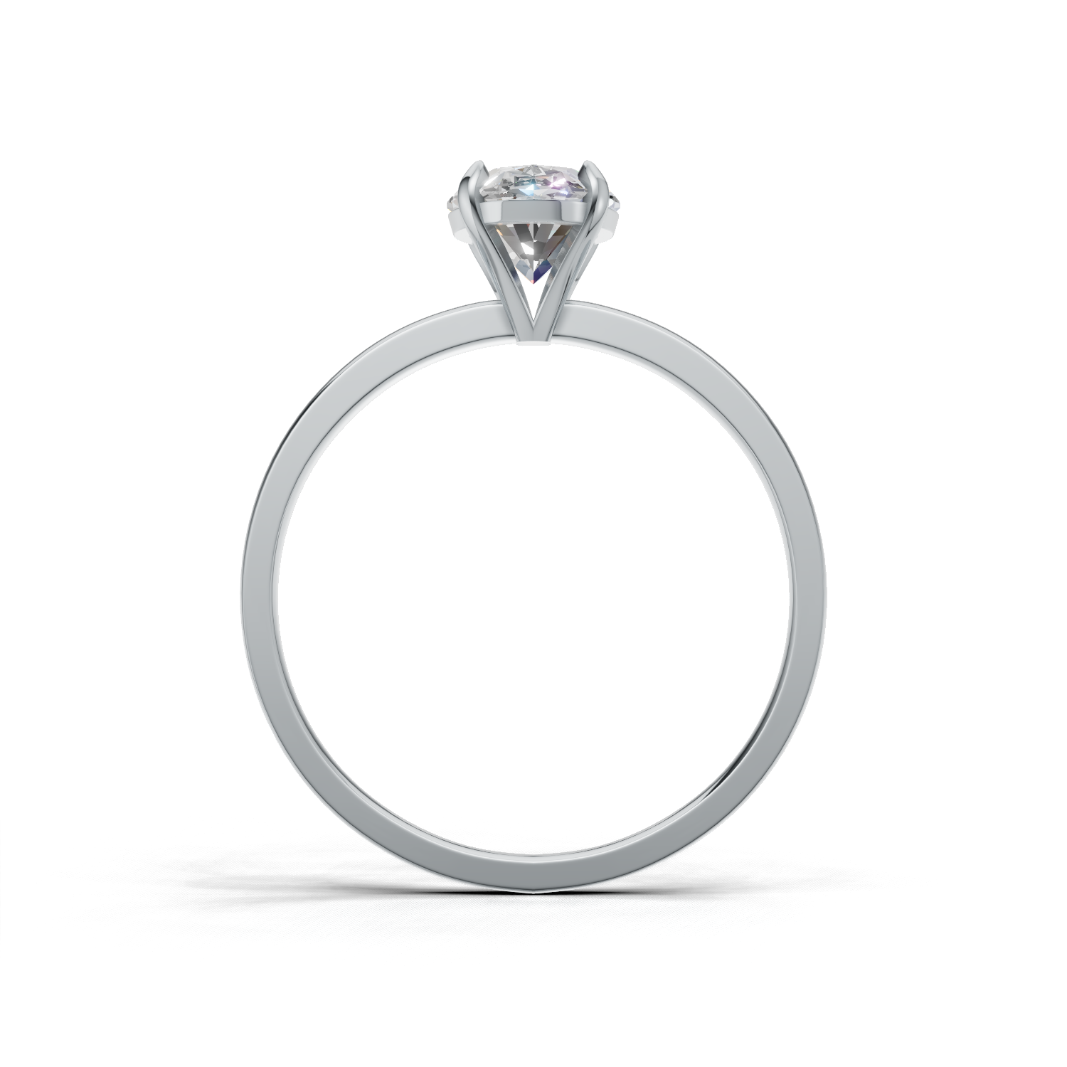 Ring Oval Solitaire K14 White Gold 1ct