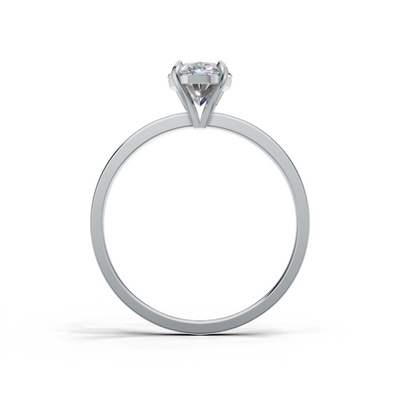 Ring Oval Solitaire K14 White Gold 1ct