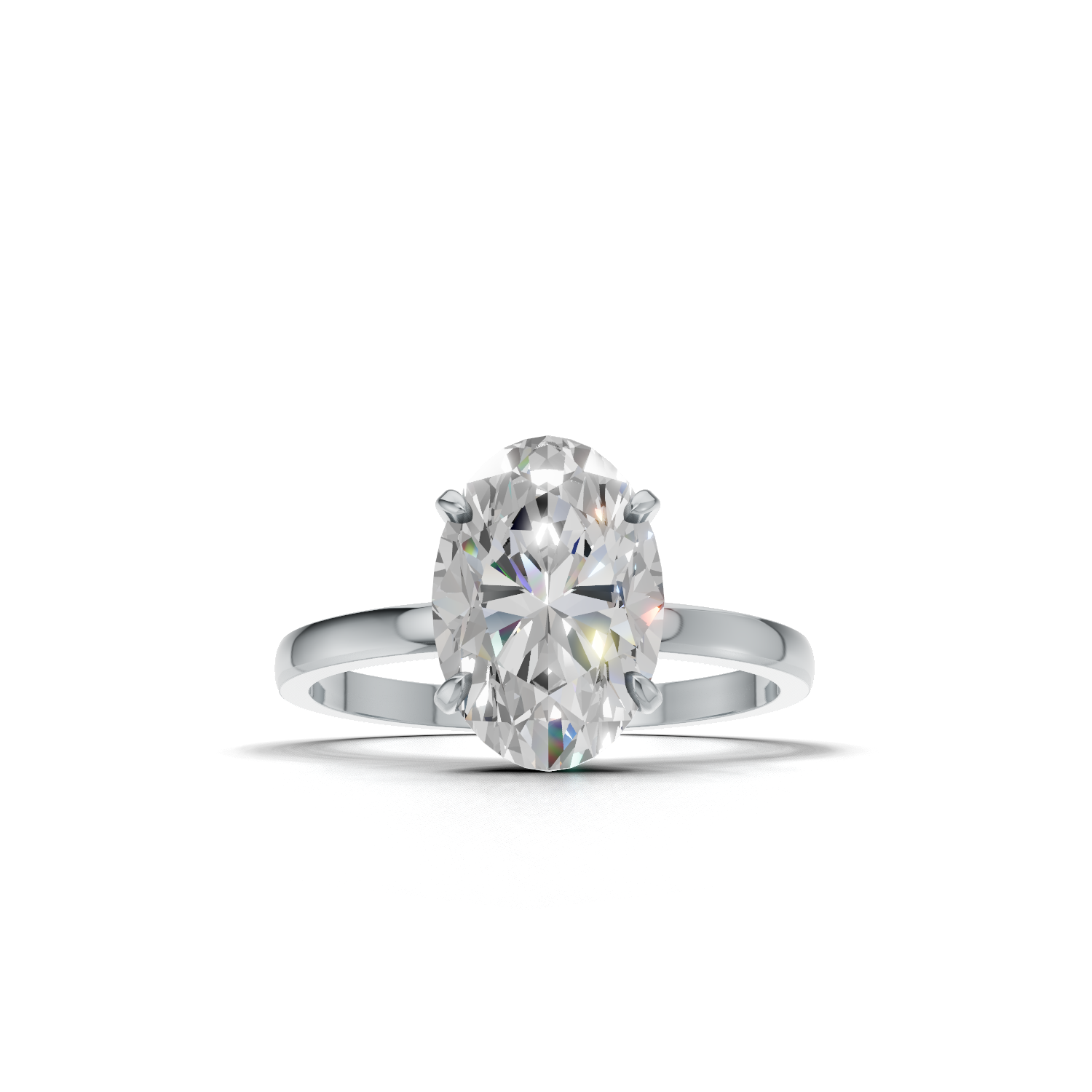 Ring Oval Solitaire K14 White Gold 2ct