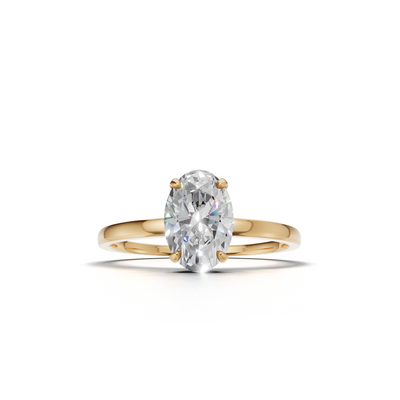Ring Oval Solitaire K14 Yellow Gold 1ct
