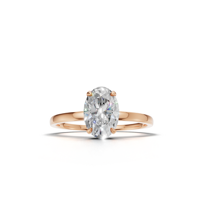 Ring Oval Solitaire K18 Pink Gold 1ct