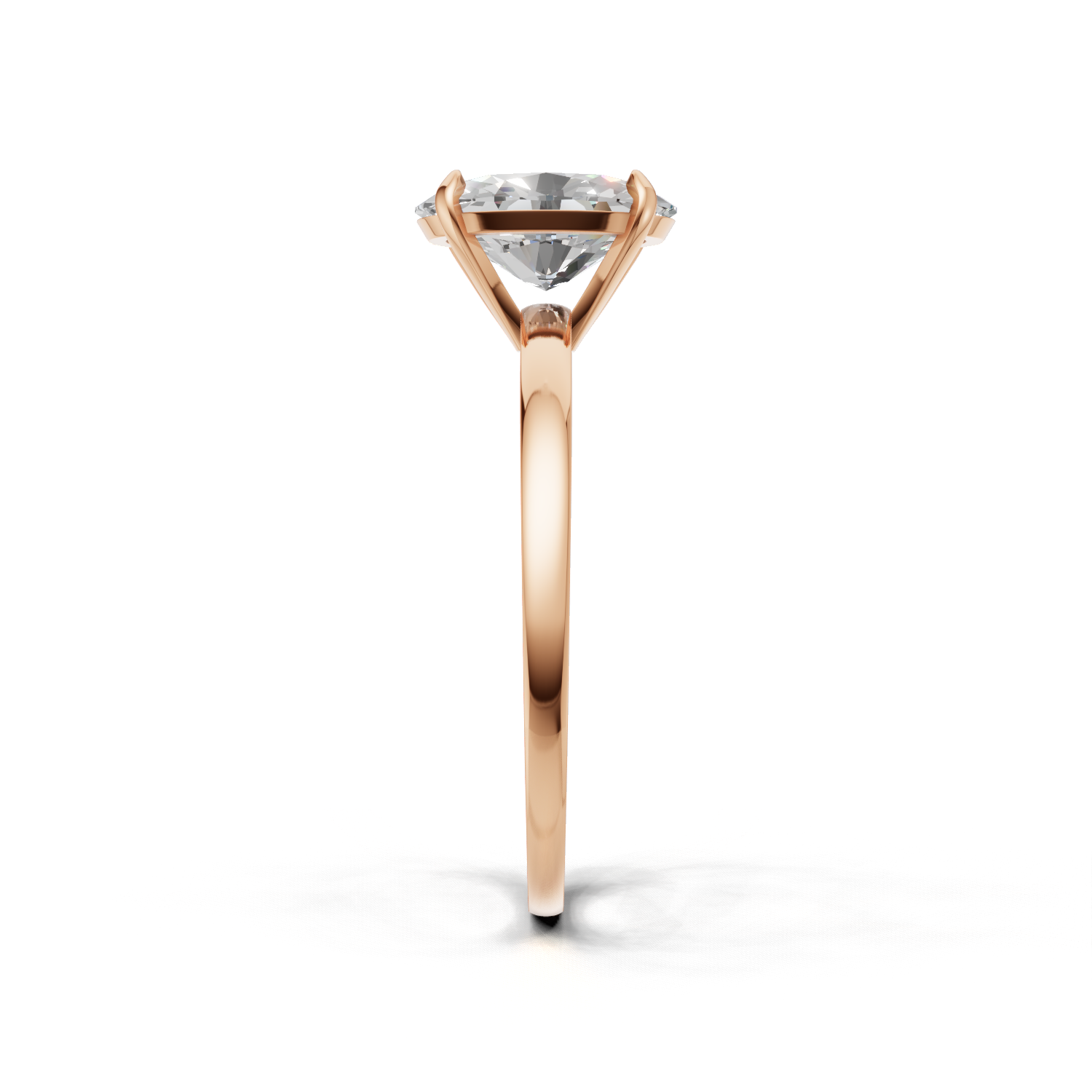 Ring Oval Solitaire K18 Pink Gold 1ct