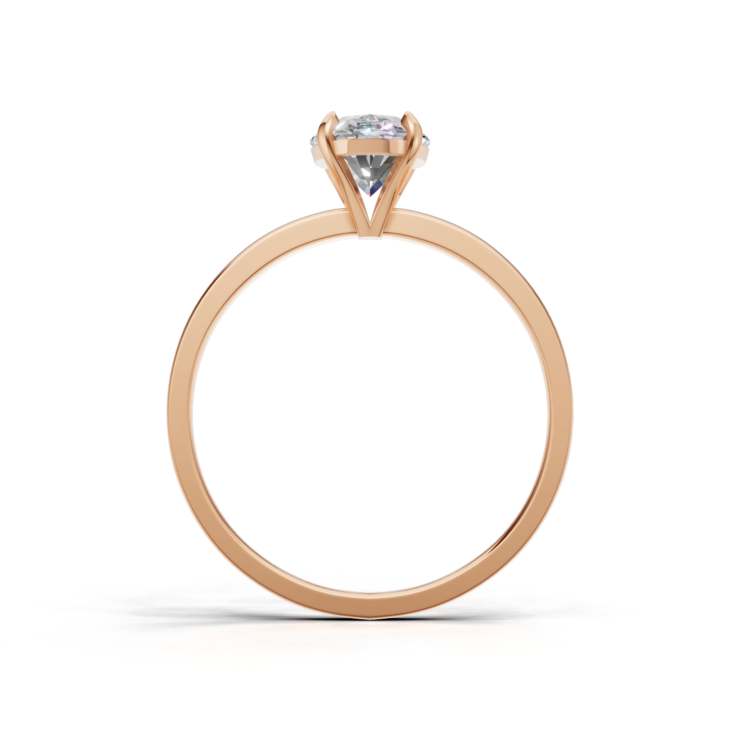Ring Oval Solitaire K18 Pink Gold 1ct