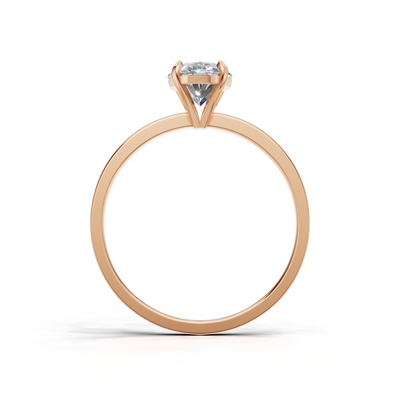 Ring Oval Solitaire K18 Pink Gold 1ct