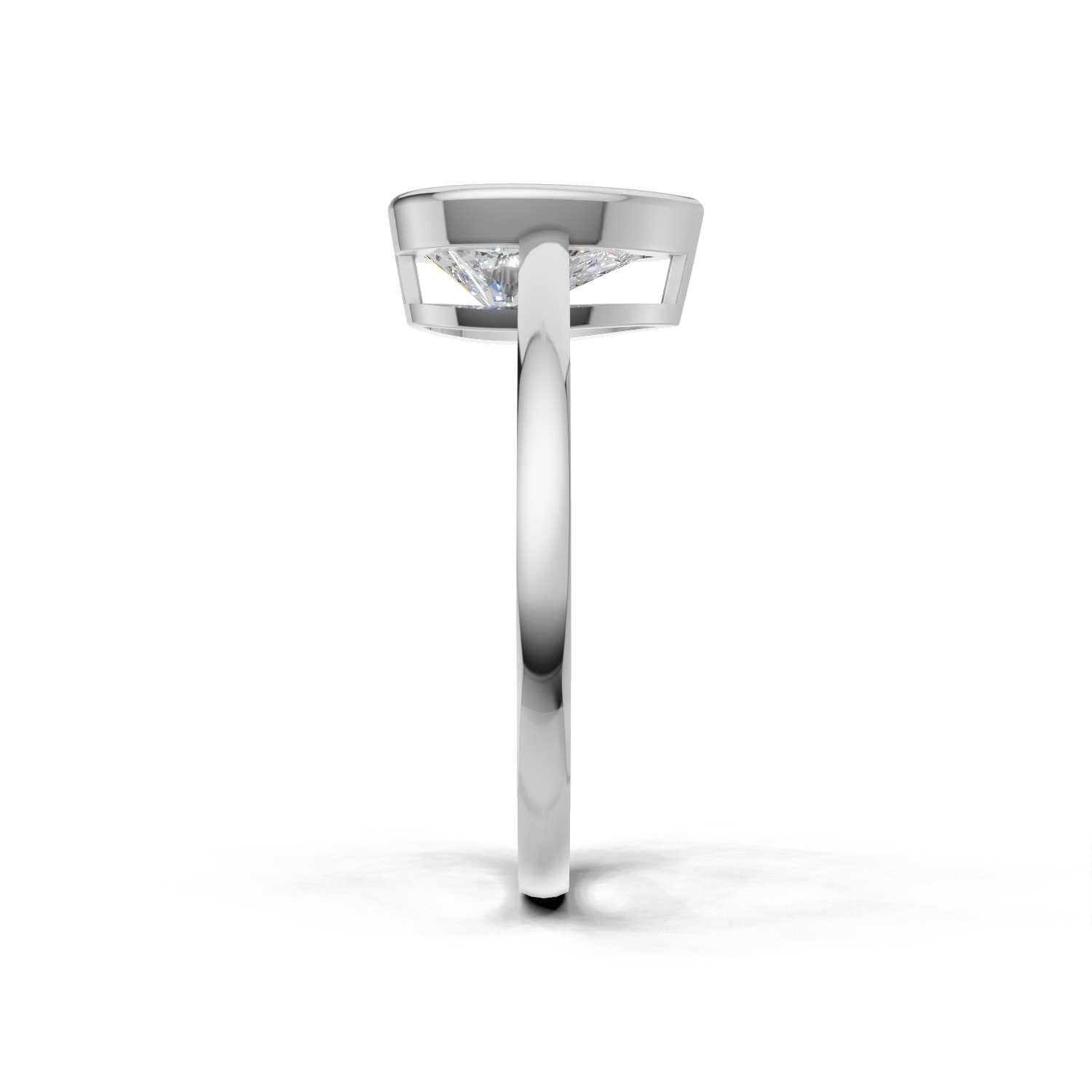 Ring Pear Bezel 18k White Gold 1ct