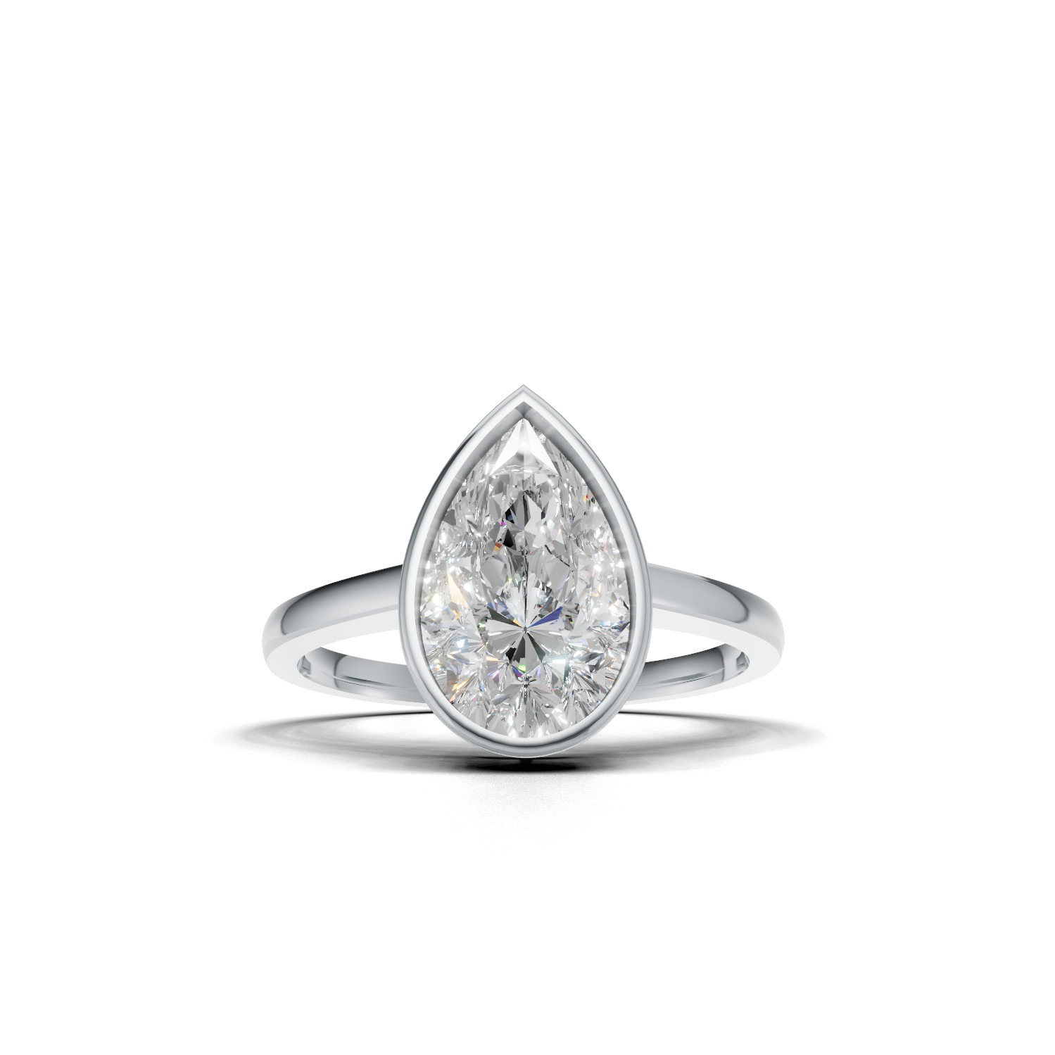 Ring Pear Bezel K14 White Gold 2ct
