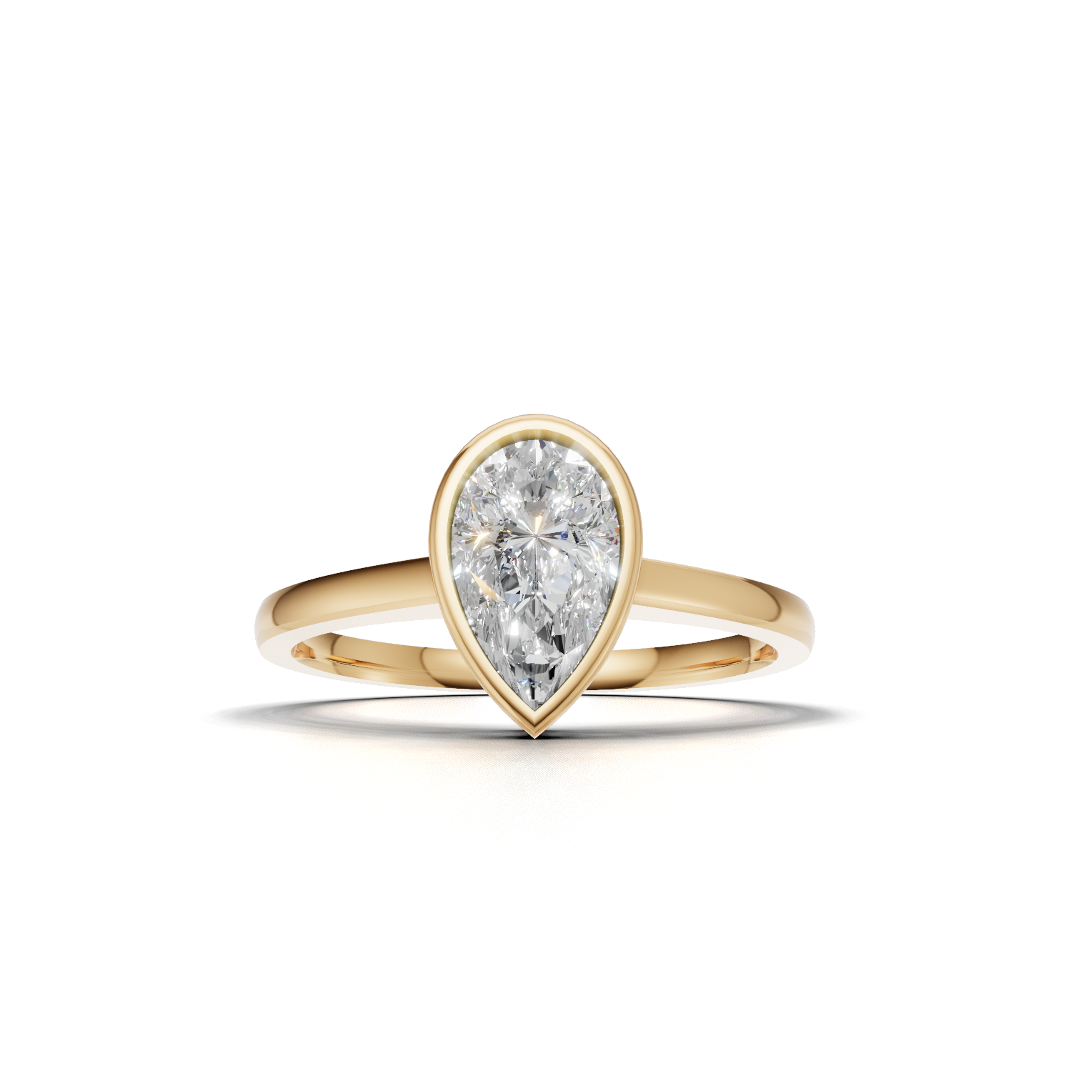 Ring Pear Bezel K14 Yellow Gold 1ct