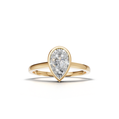 Ring Pear Bezel K14 Yellow Gold 1ct