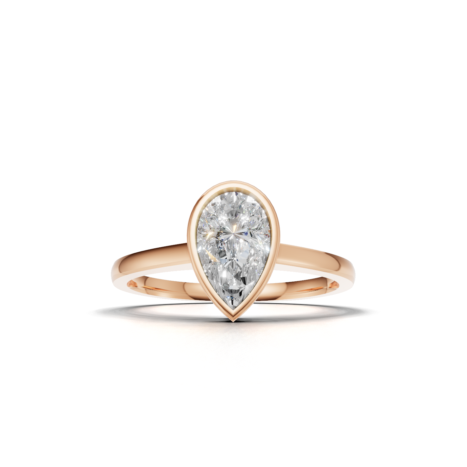 Ring Pear Bezel K18 Pink Gold 1ct