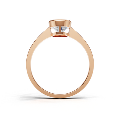Ring Pear Bezel K18 Pink Gold 1ct