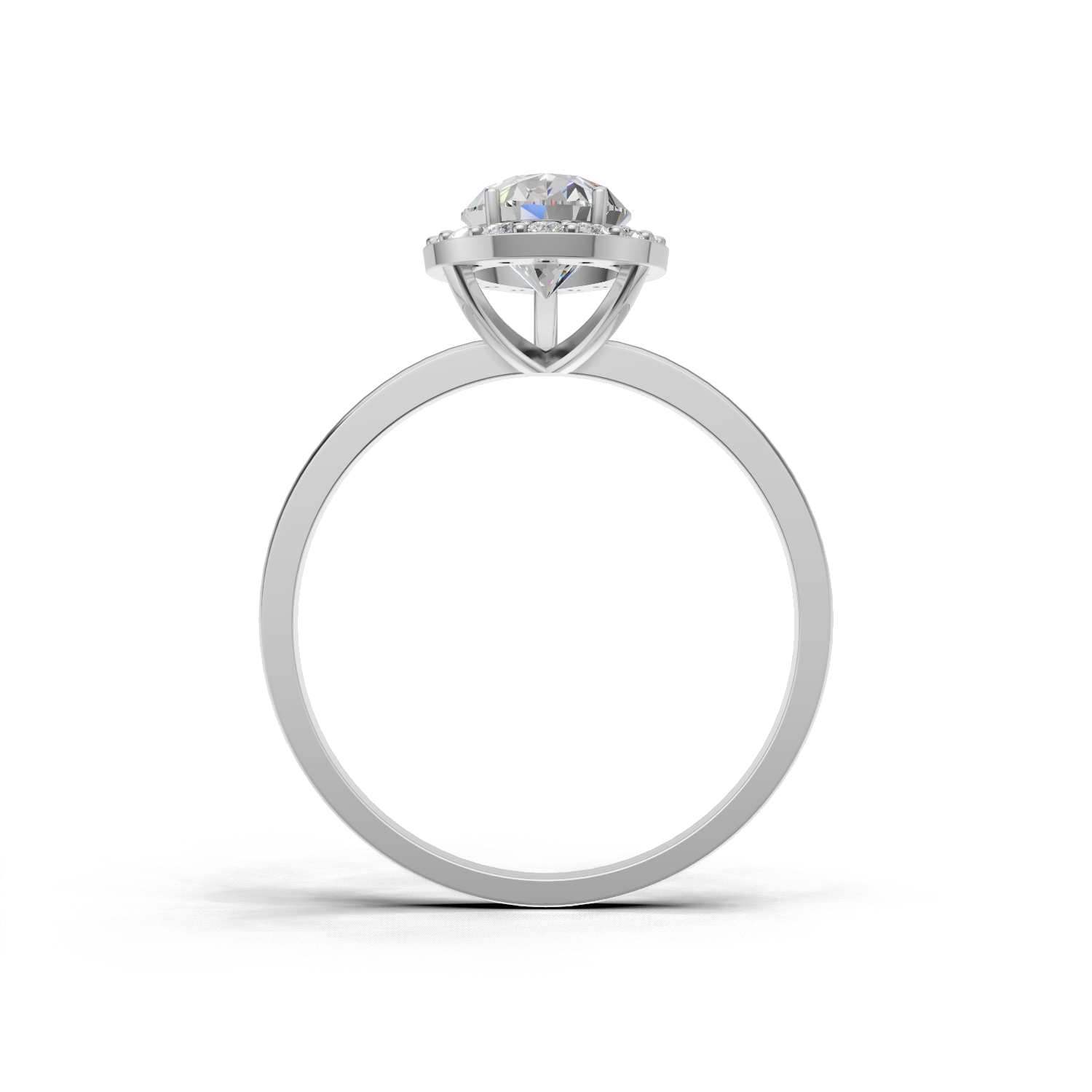 Ring Pear Halo 18k White Gold 1ct