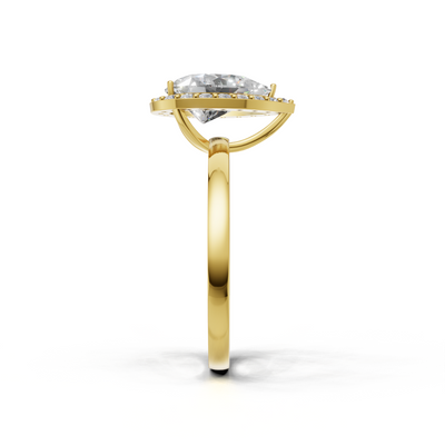 Ring Pear Halo 18k Yellow Gold 1ct