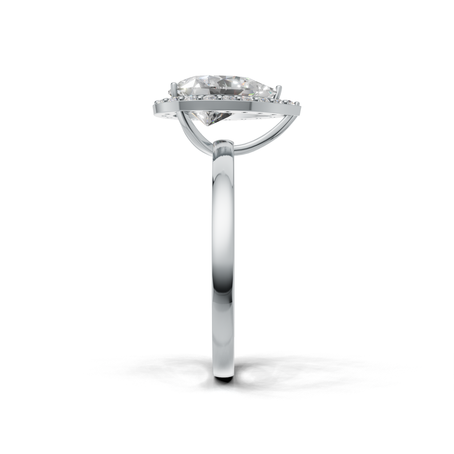 Ring Pear Halo K14 White Gold 1ct