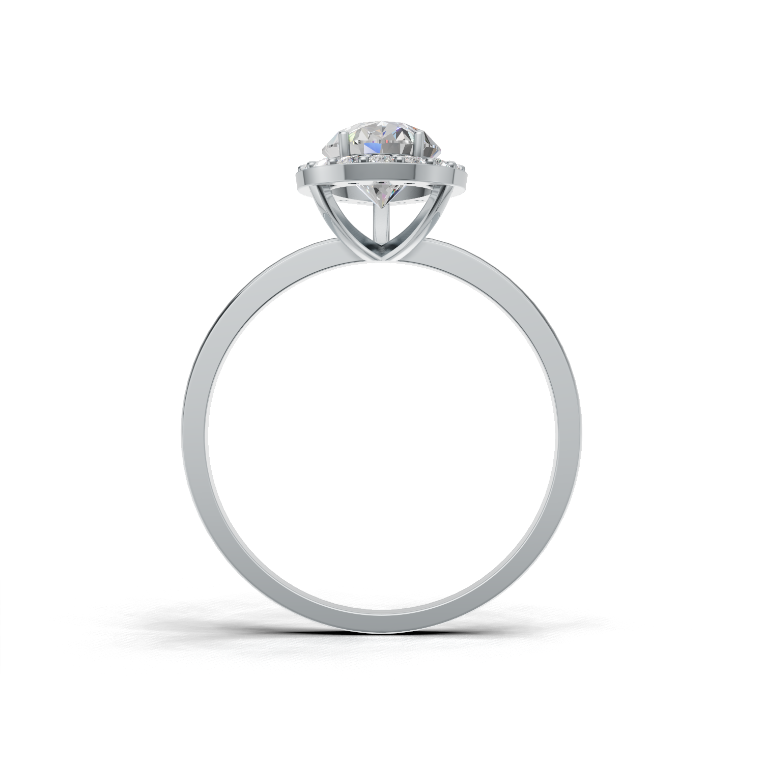Ring Pear Halo K14 White Gold 1ct