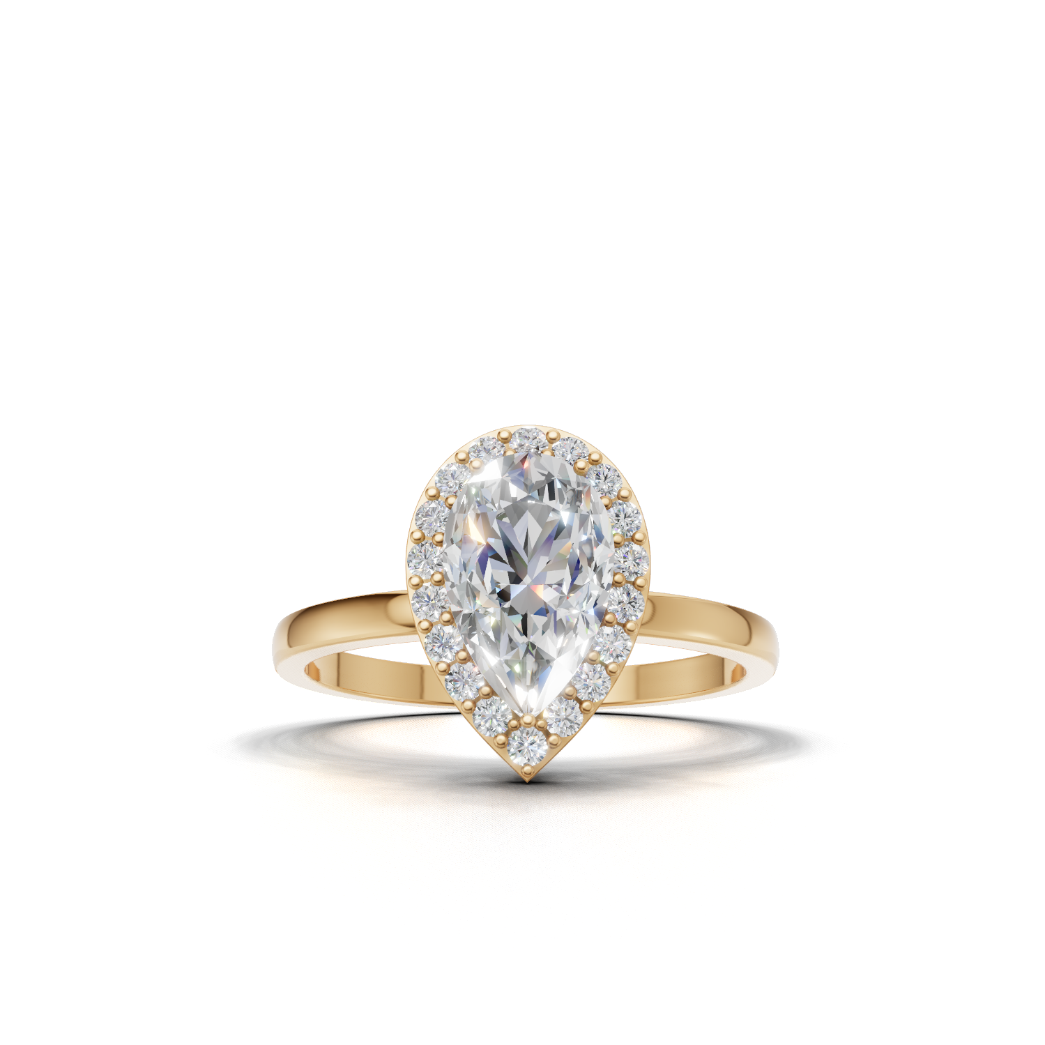 Ring Pear Halo K14 Yellow Gold 1ct