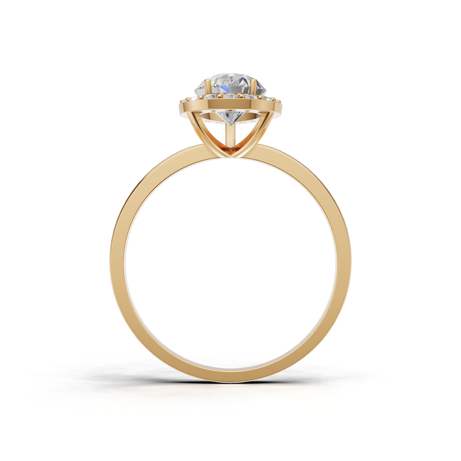 Ring Pear Halo K14 Yellow Gold 1ct