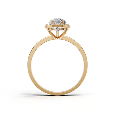 Ring Pear Halo K14 Yellow Gold 1ct