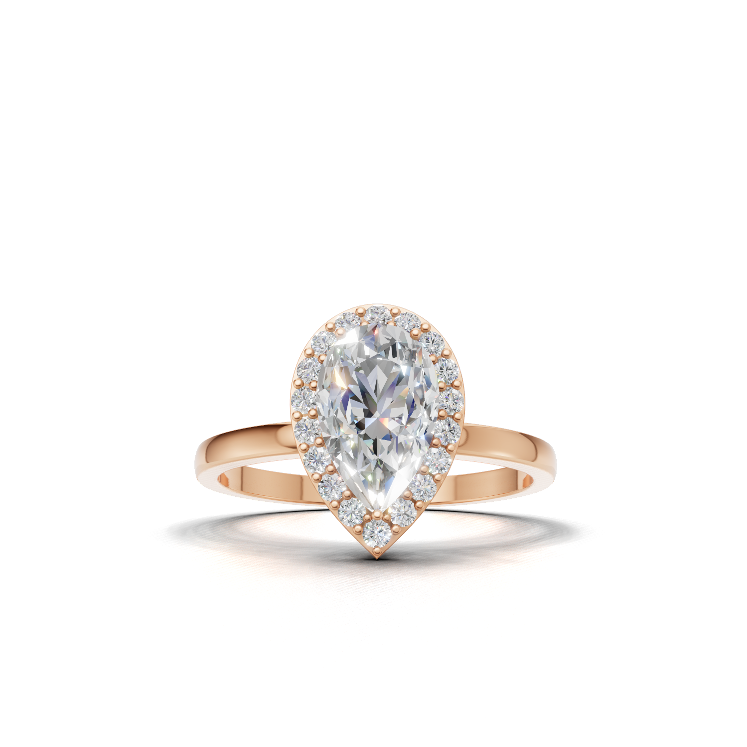 Ring Pear Halo K18 Pink Gold 1ct