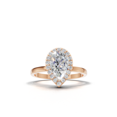 Ring Pear Halo K18 Pink Gold 1ct