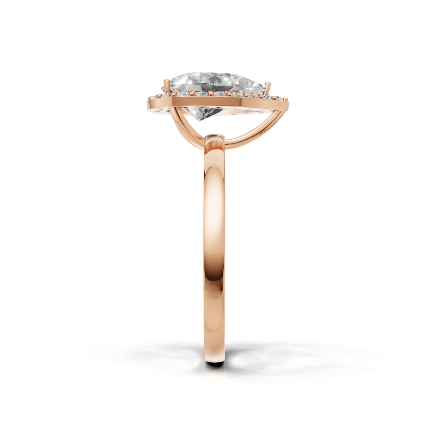 Ring Pear Halo K18 Pink Gold 1ct