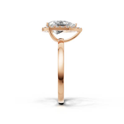 Ring Pear Halo K18 Pink Gold 1ct