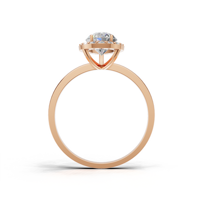 Ring Pear Halo K18 Pink Gold 1ct
