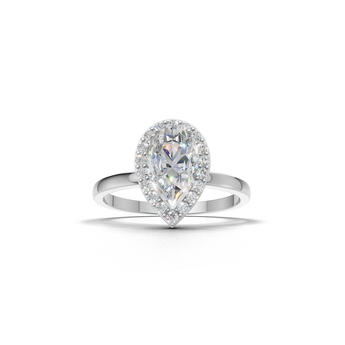 Ring Pear Halo K18 White Gold 1ct