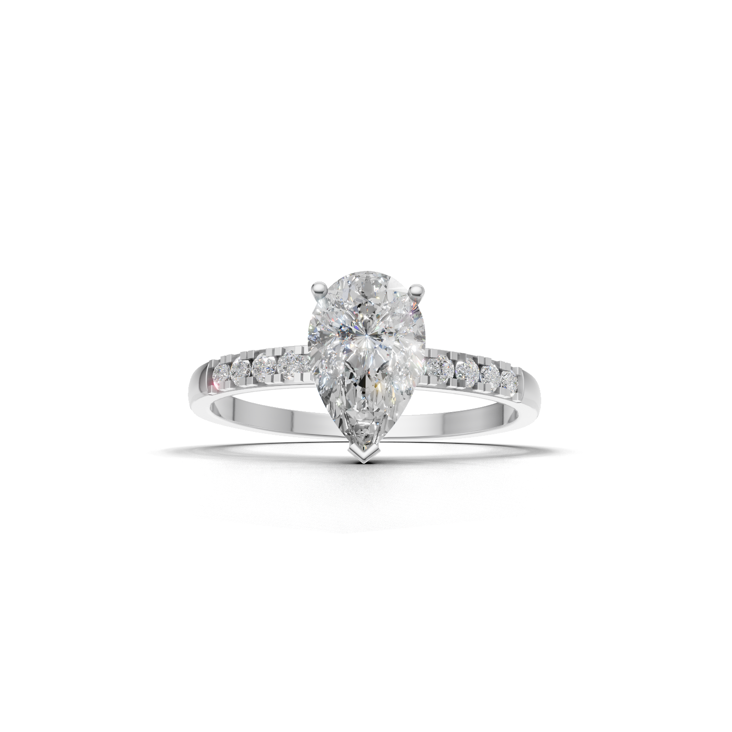 Ring Pear Side Dia 18k White Gold 1ct