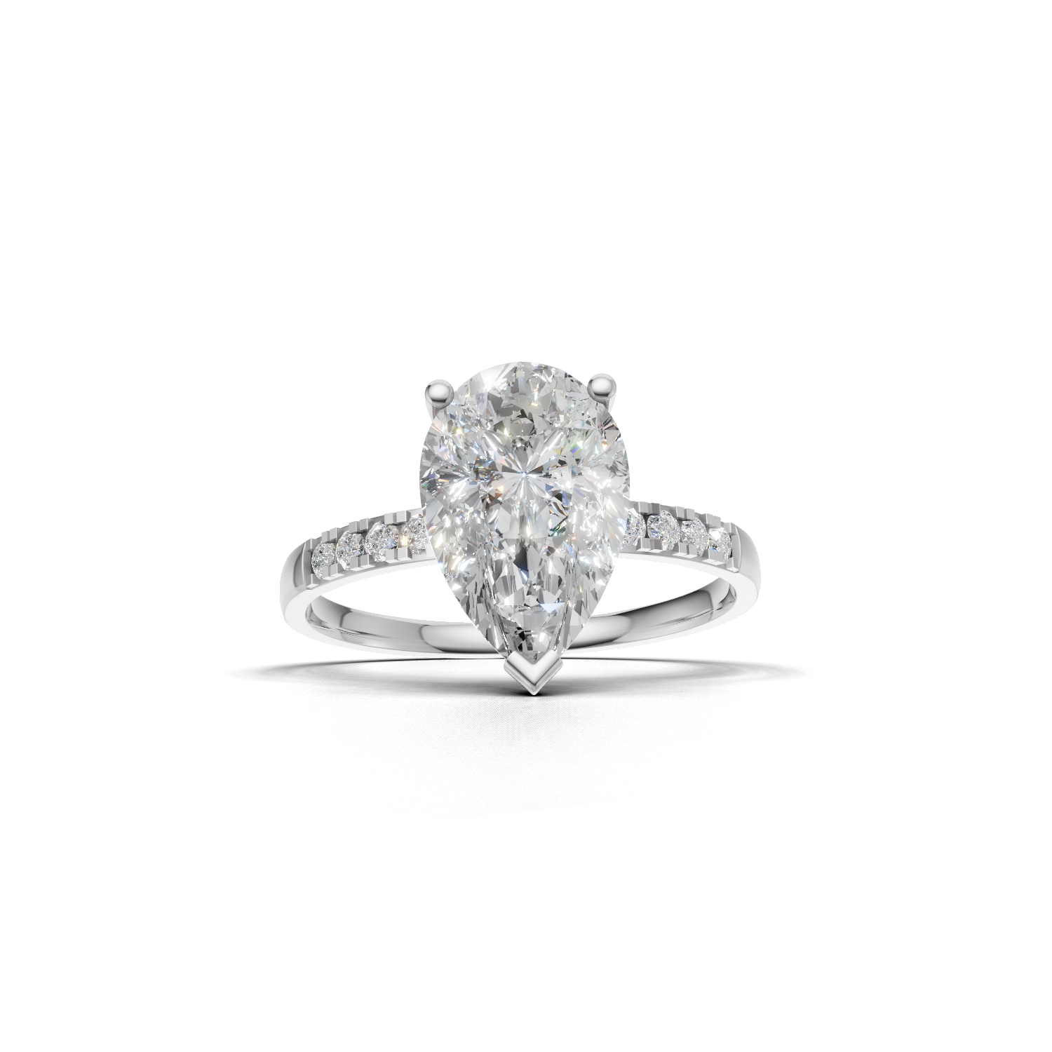 Ring Pear Side Dia 18k White Gold 2ct