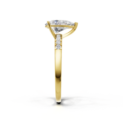 Ring Pear Side Dia 18k Yellow Gold 1ct