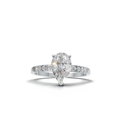 Pear Lab Grown Diamond Side Stone Ring