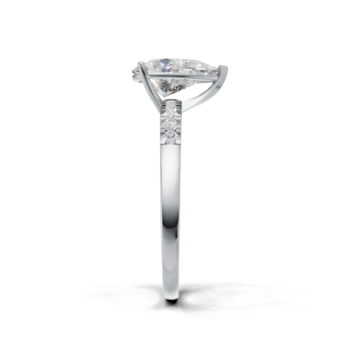 Ring Pear Side Dia K14 White Gold 1ct