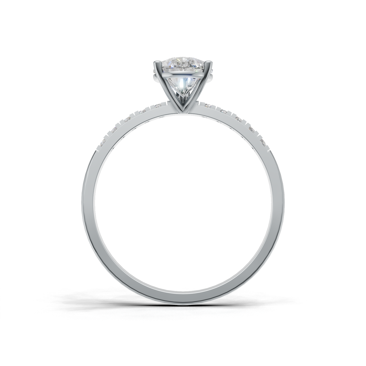 Ring Pear Side Dia K14 White Gold 1ct