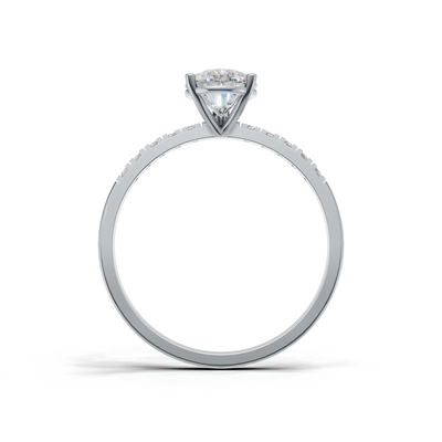 Ring Pear Side Dia K14 White Gold 1ct